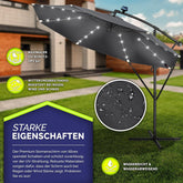 Tillvex® LED Parasol - Zweefparasol - Ø300cm - 360° Draaibaar - Antraciet •